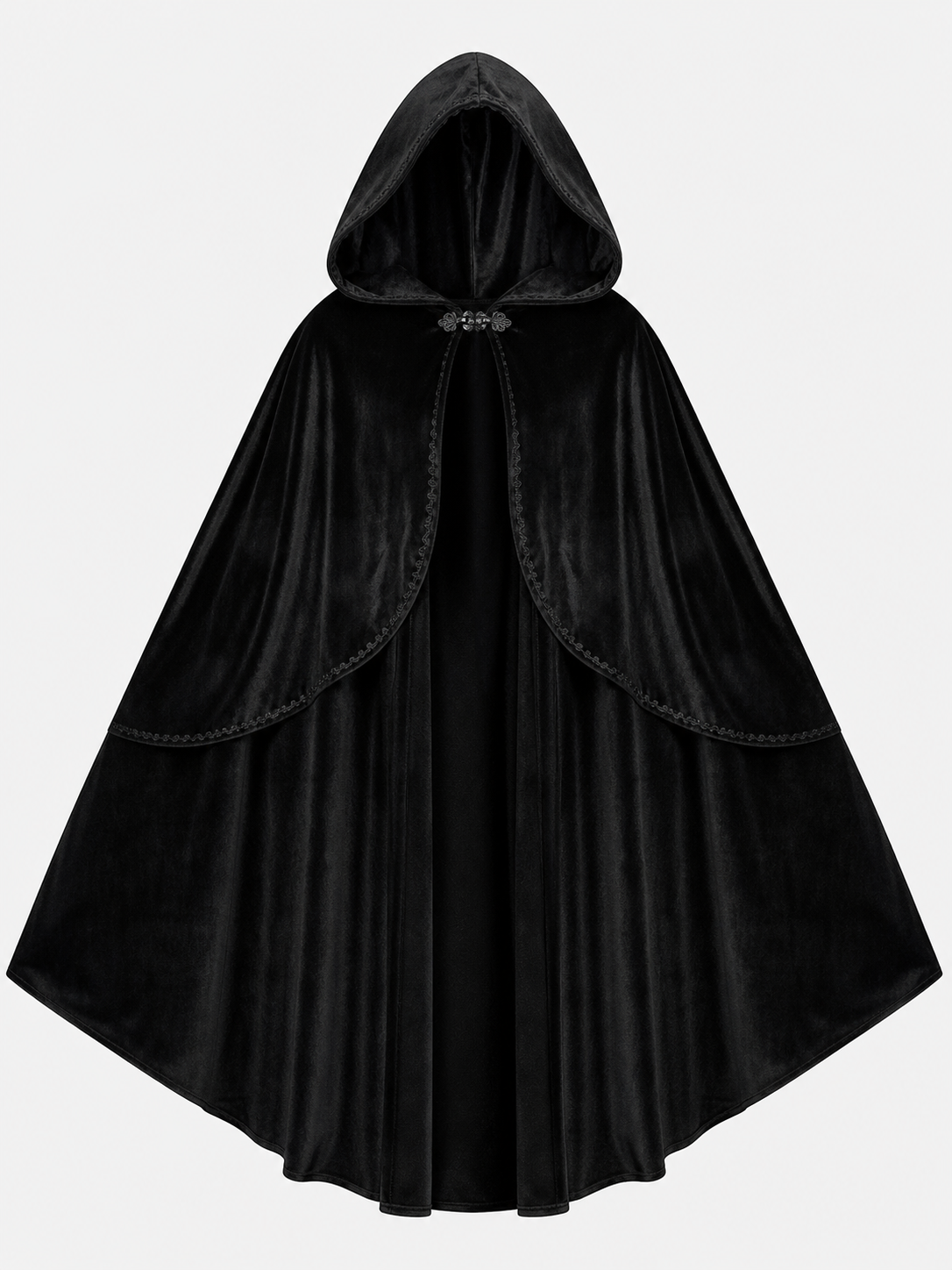 Black Hooded Carnival Cape, Flowing