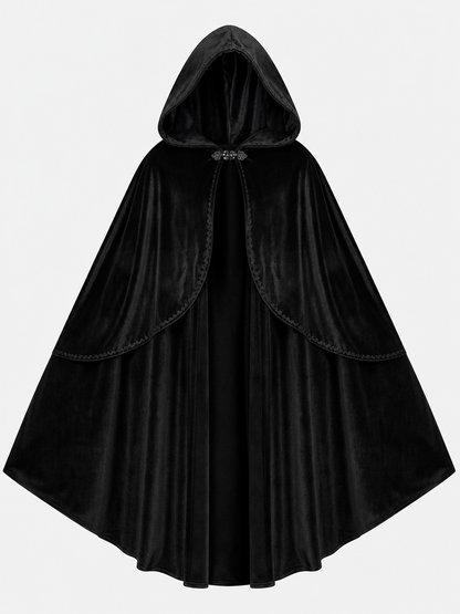 Black Hooded Carnival Cape, Flowing
