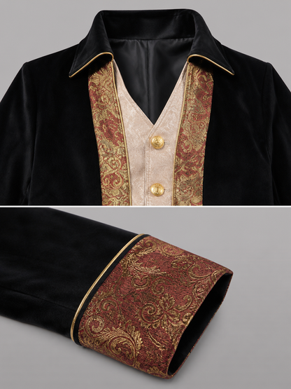 Black Carnival Tailcoat with Gold Buttons