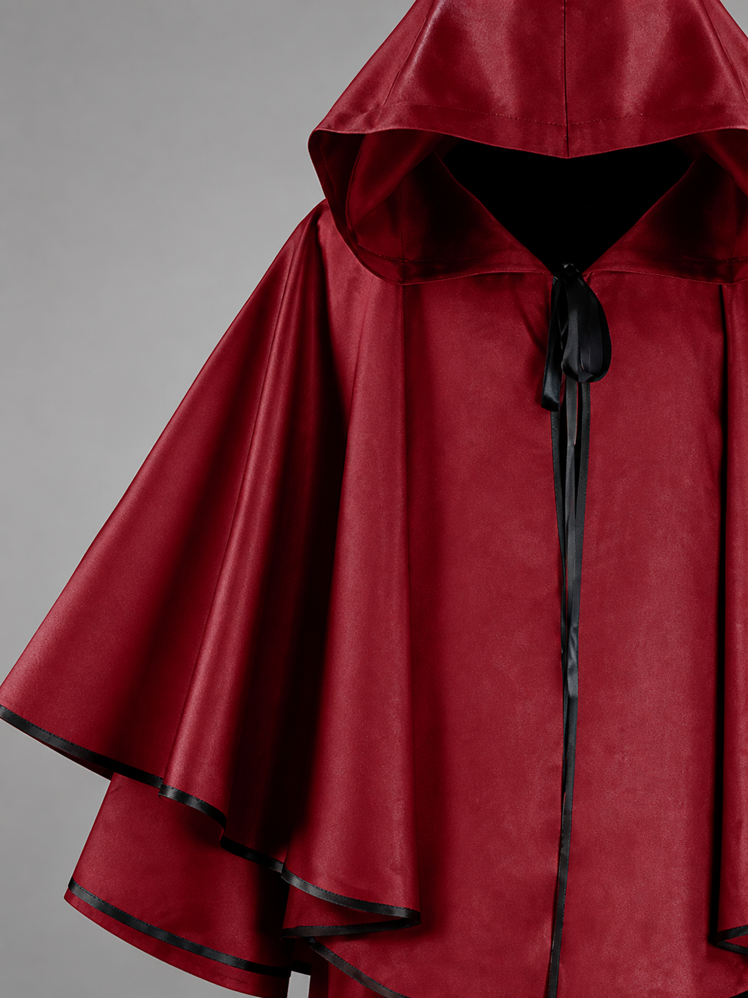 Long Burgundy Carnival Cloak with Hood