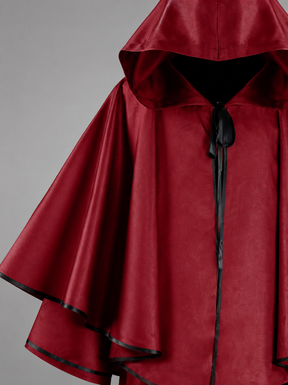 Long Burgundy Carnival Cloak with Hood