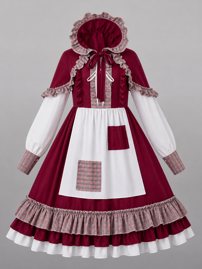 Burgundy hooded cosplay costume cloak