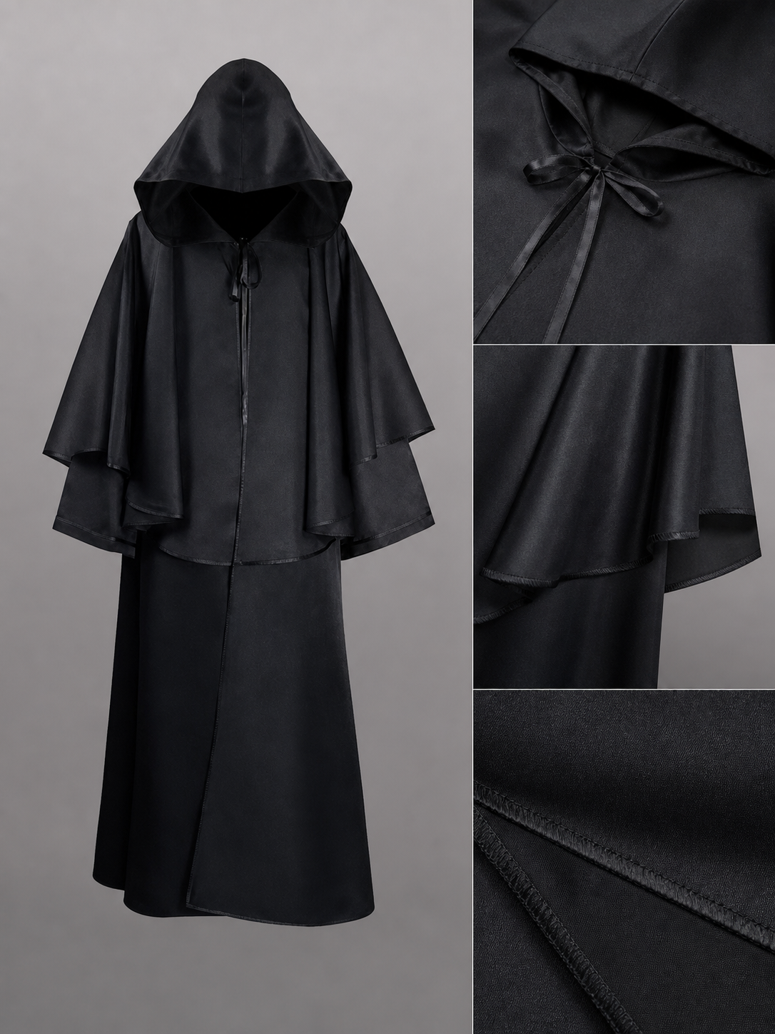 Black Hooded Costume Cloak for Cosplay