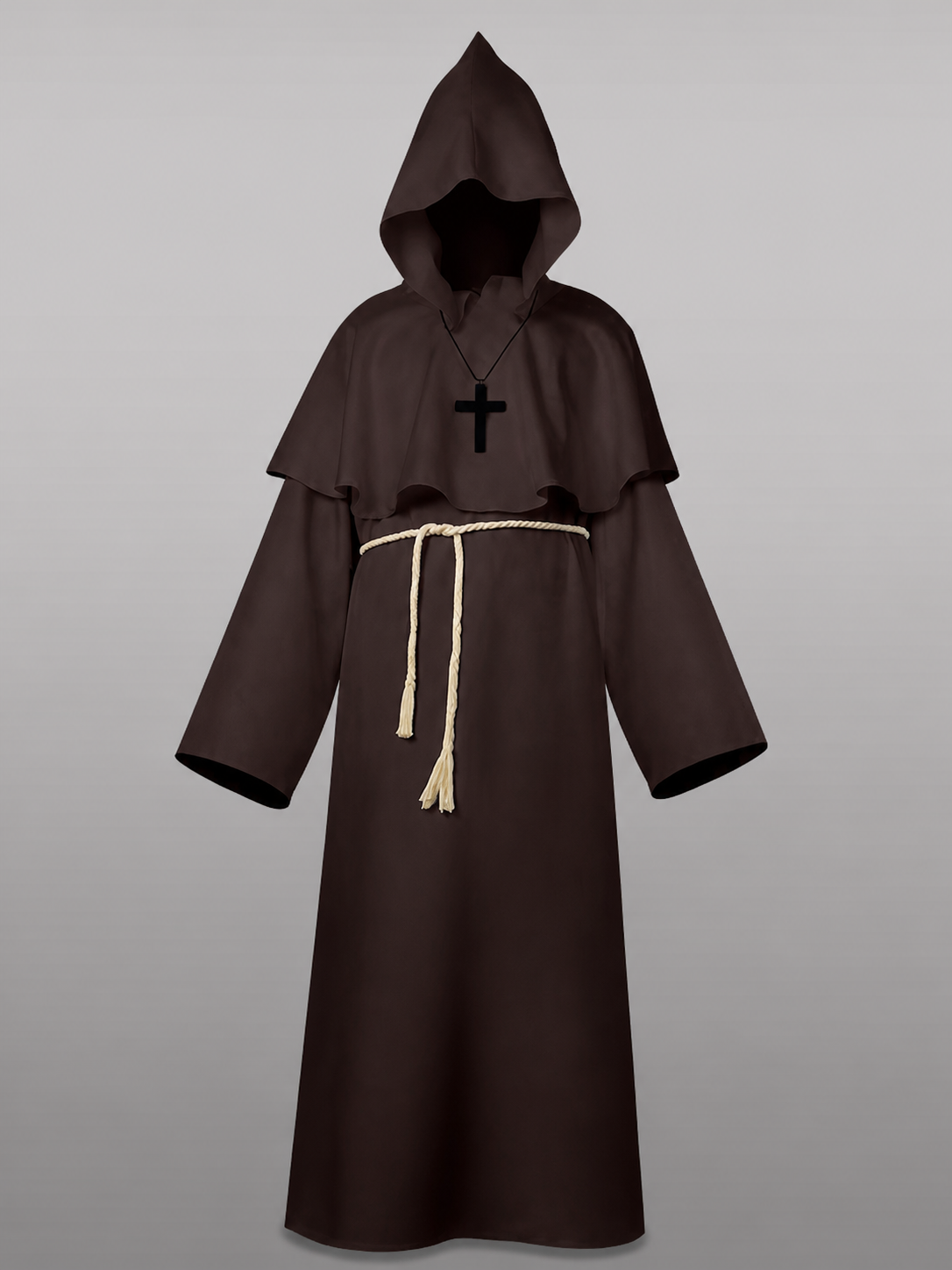 Dark Brown Hooded Costume Cape