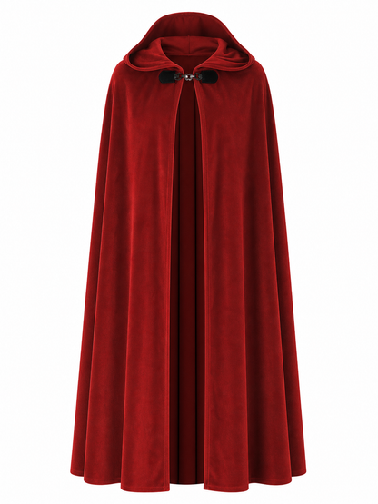 Burgundy Medieval Hooded Costume Cloak