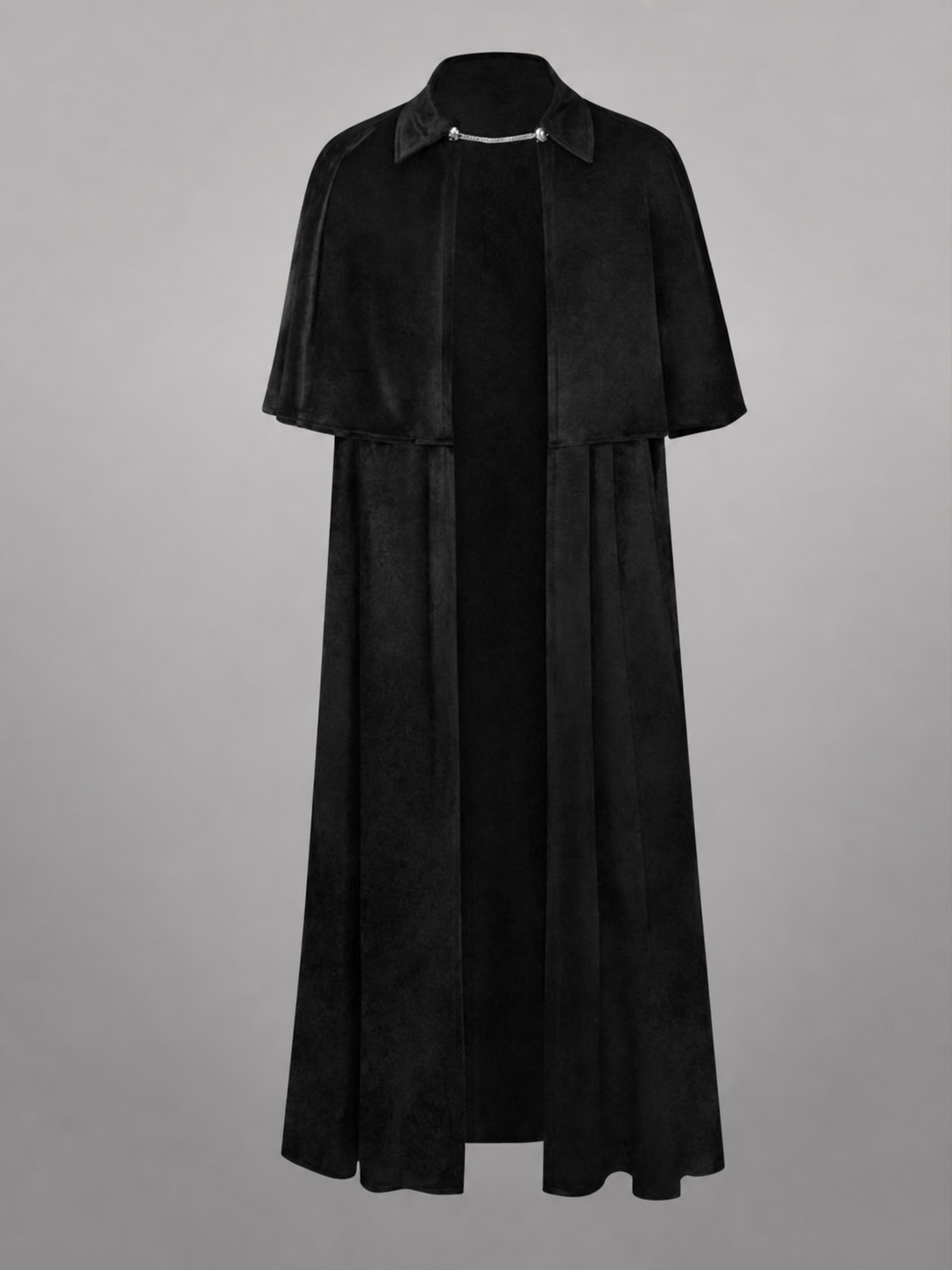 Black Carnival Cloak with Turn-Down Collar
