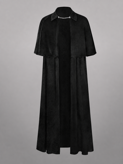 Black Carnival Cloak with Turn-Down Collar