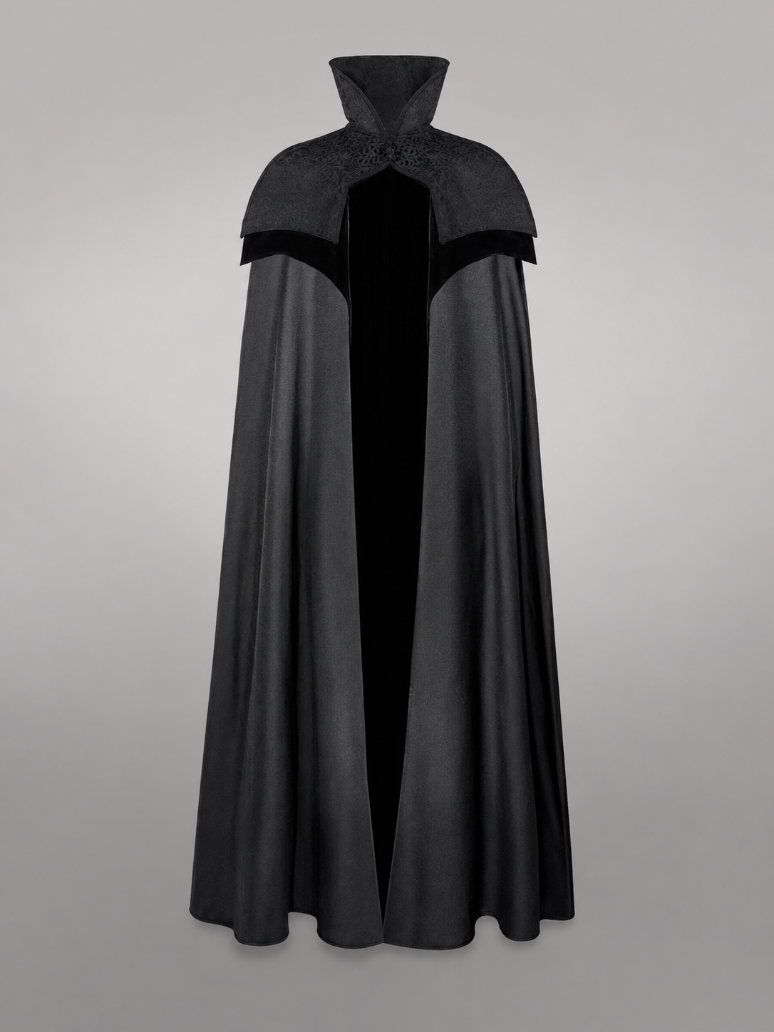 Black Costume Cloak with High Collar