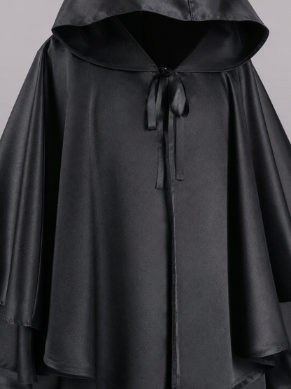 Long Black Hooded Carnival Cape