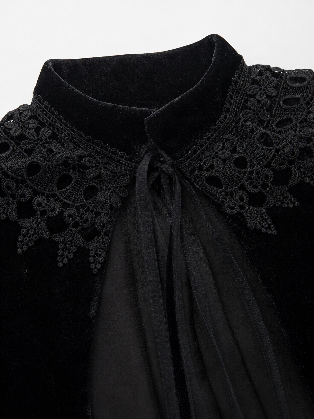 Black Gothic Costume Cape with Lace