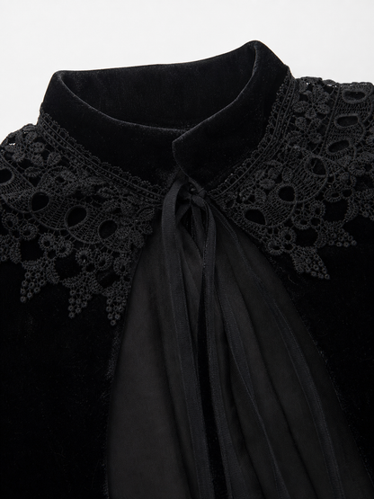Black Gothic Costume Cape with Lace