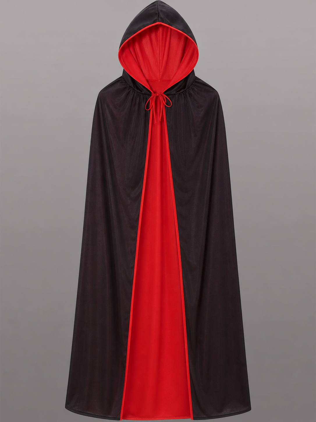 Black-and-Red Hooded Costume Cloak