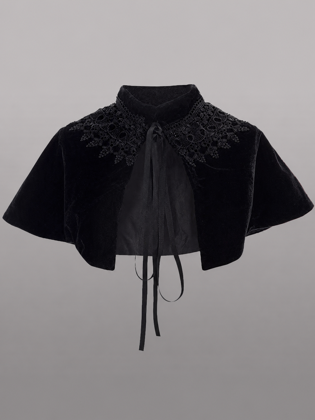 Black costume cape with collar and ties