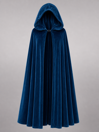 Blue Medieval Hooded Costume Cloak