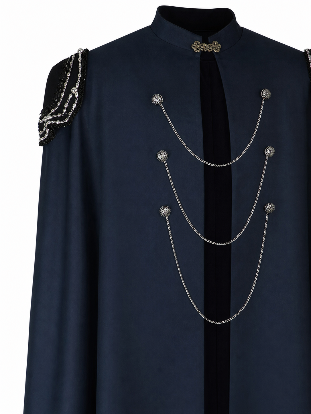 Dark Navy Carnival Cloak with High Collar
