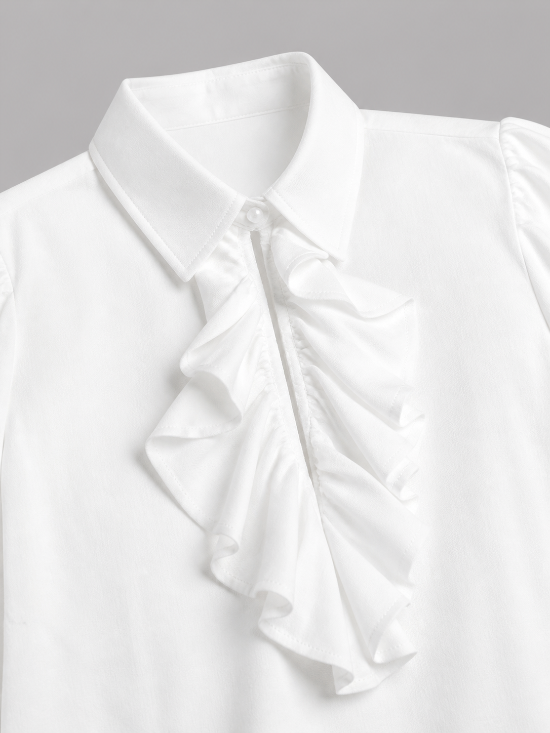White Blouse with Jabot and Long Sleeves