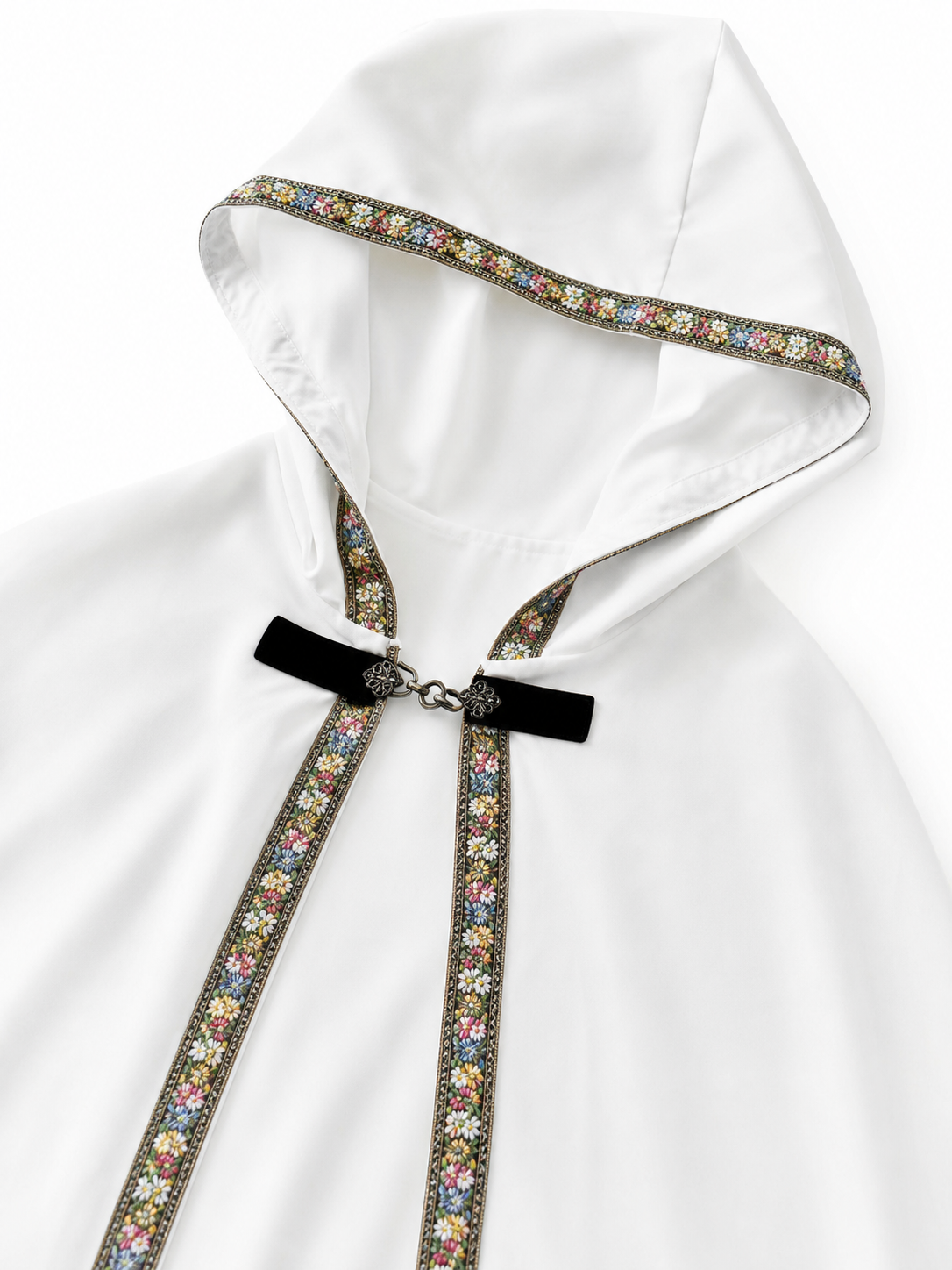 White Medieval Hooded Costume Cloak