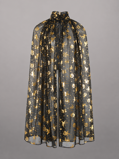 Black Carnival Cloak with a High Collar