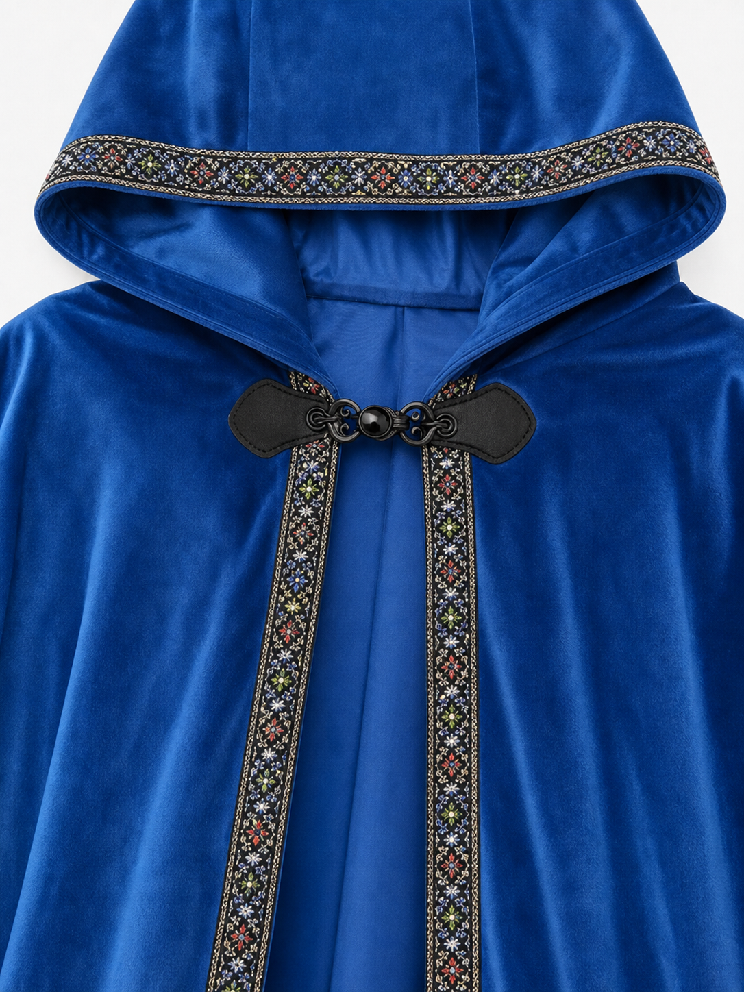 Blue carnival hooded cloak, medieval