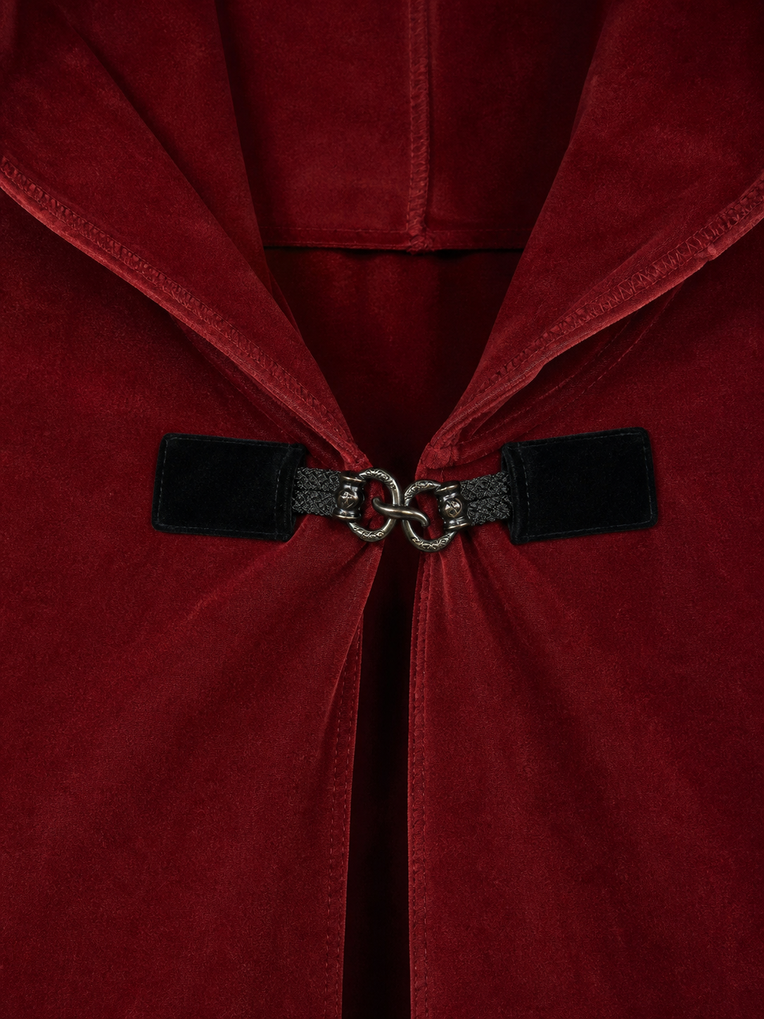 Medieval Hooded Cape with Oversized Hood, Burgundy Velvet-Like Flowing Cloak for Cosplay, Halloween, Themed Parties and Stage Performances