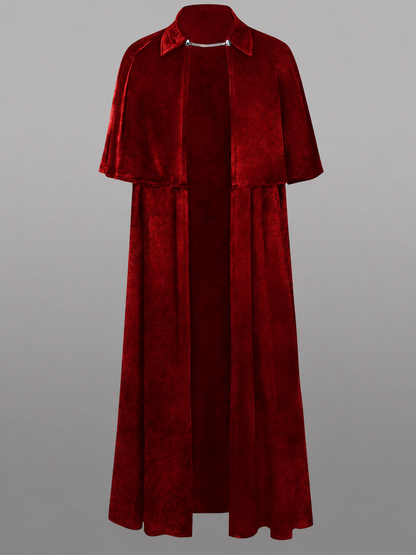 Burgundy Carnival Cape with a High Collar