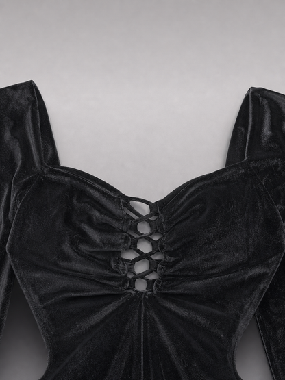Black gothic carnival dress with sleeves