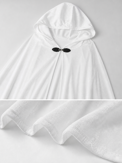 Long White Hooded Carnival Cloak