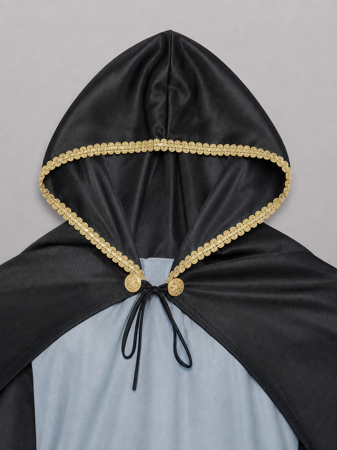 Black Carnival Cloak with Hood and Belt