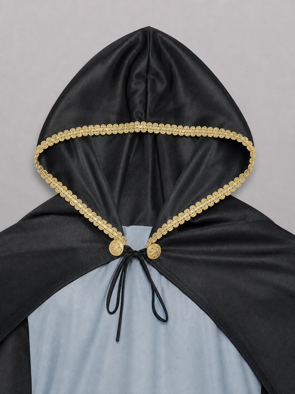 Black Carnival Cloak with Hood and Belt
