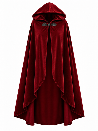 Red medieval carnival cloak with hood