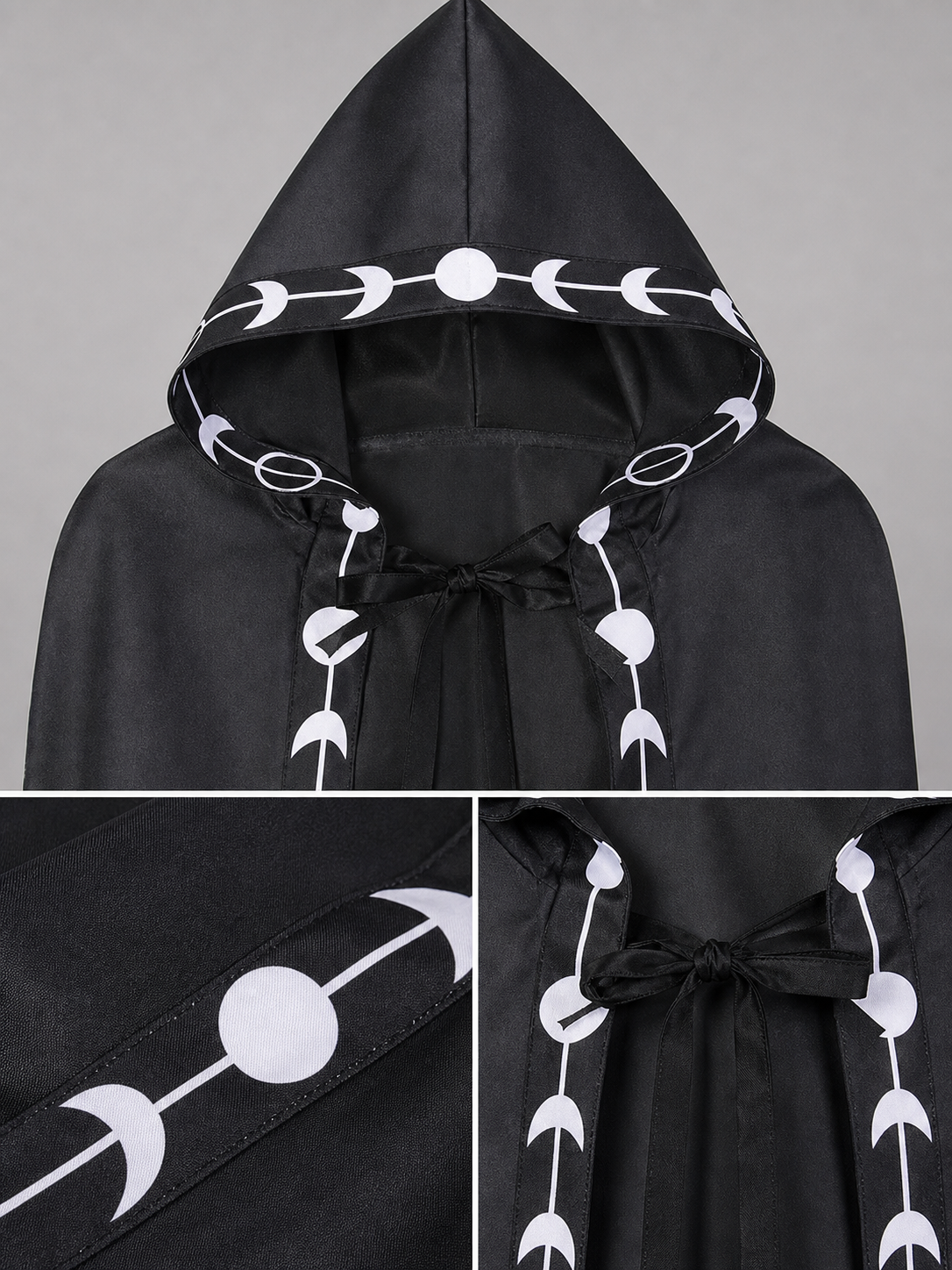 Black carnival cloak with a pointed hood