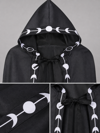 Black carnival cloak with a pointed hood