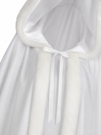 White Hooded Carnival Cloak for Costumes
