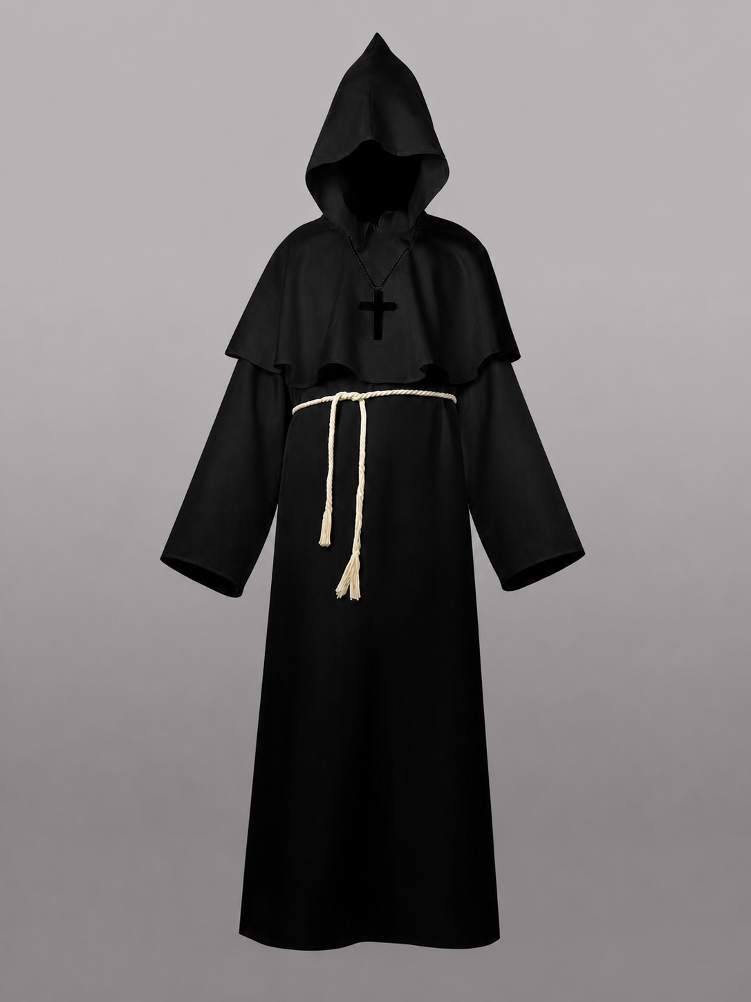 Black Carnival Cloak with a Pointed Hood