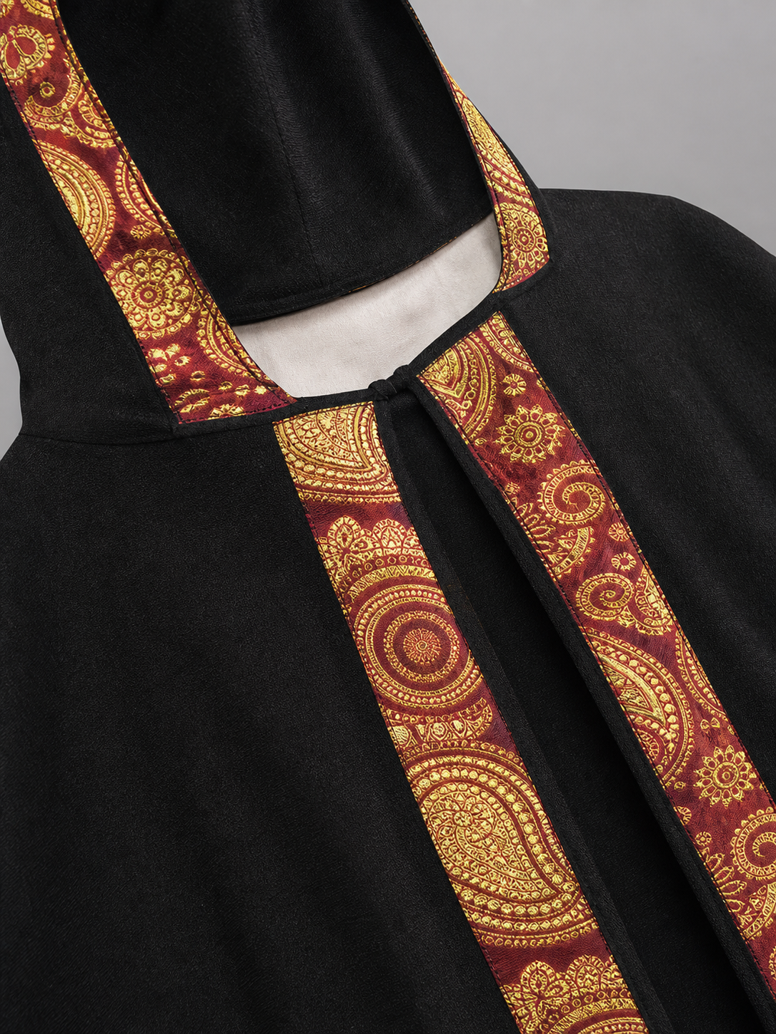 Black Medieval Hooded Costume Cape