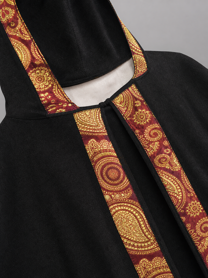 Black Medieval Hooded Costume Cape