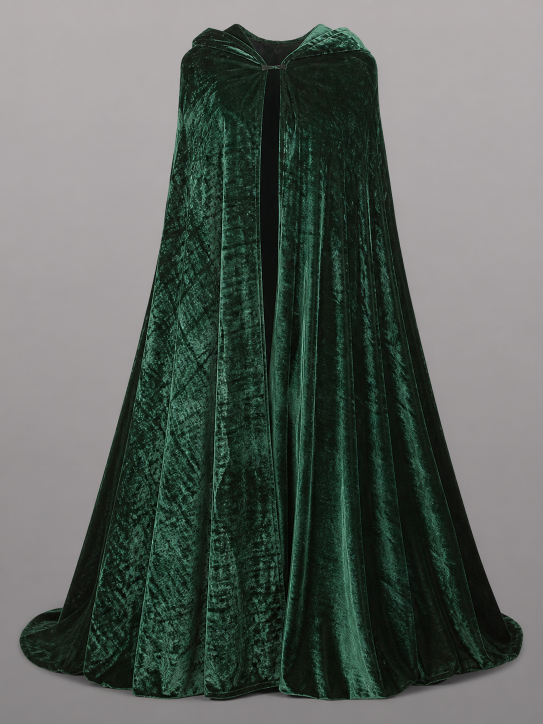 Dark green hooded velvet costume cape product view 66