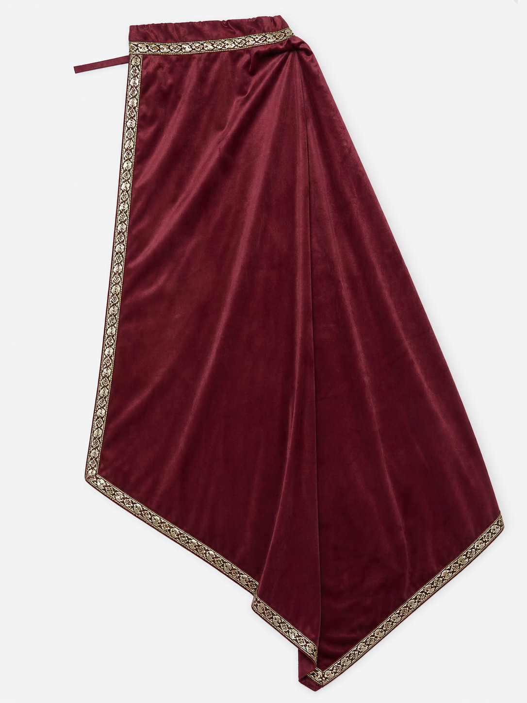 Burgundy Carnival Cape with Gold Trim