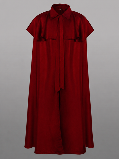 Dark Red Carnival Cloak with a Wide Hem