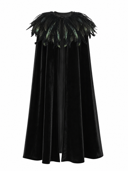 Black Velvet Feather Cape