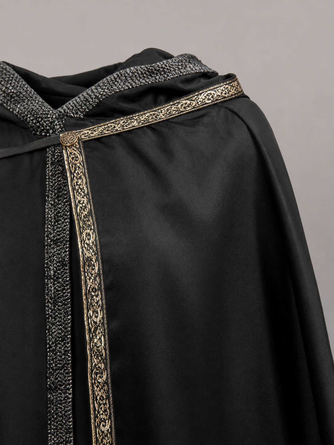 Black Medieval Hooded Carnival Cape