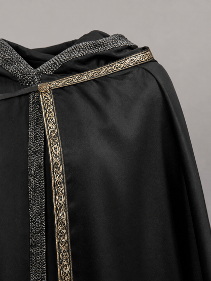 Black Medieval Hooded Carnival Cape