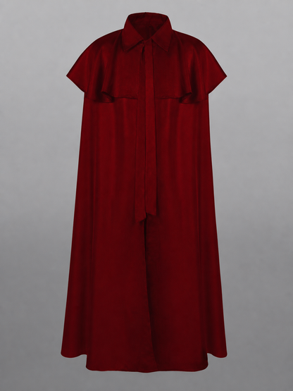 Red Carnival Cloak with a Turn-Down Collar