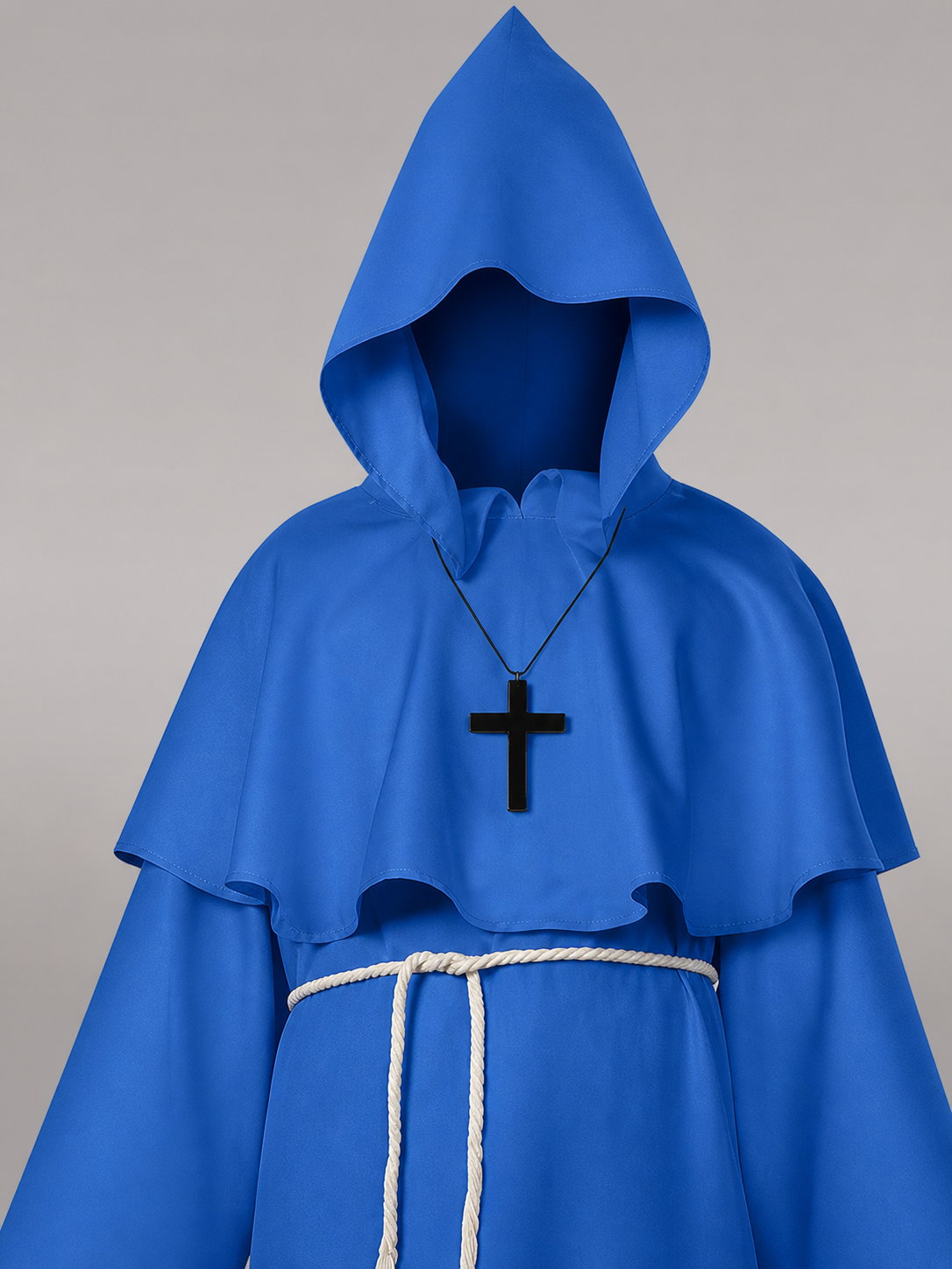 Blue carnival cloak with hood, medieval look
