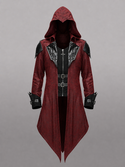 Gothic Burgundy Carnival Cloak with Hood