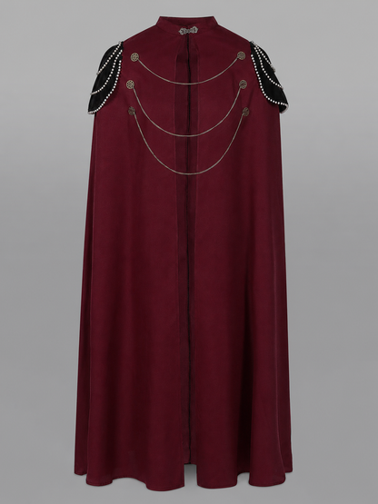 Long burgundy hooded carnival cloak