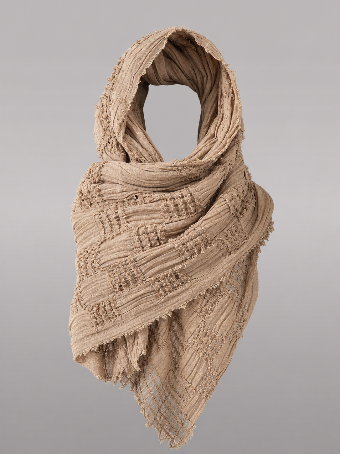 Boho Hooded Scarf Cape, Khaki