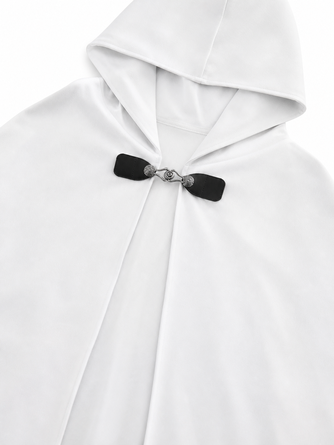 White medieval costume cloak with hood