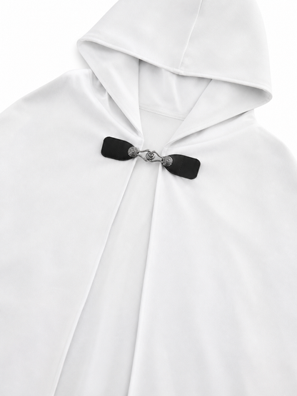 White medieval costume cloak with hood