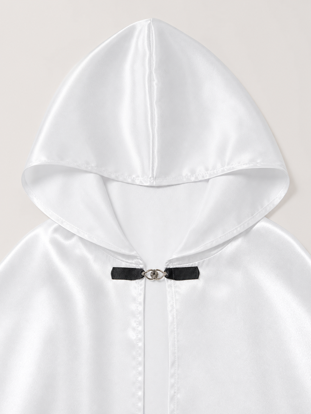White Hooded Costume Cloak, Flowing Silhouette